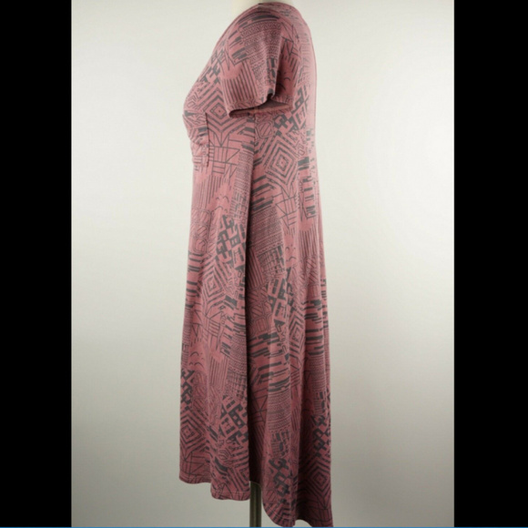 LuLaRoe Carly Dress Lines Pattern In Pink - Picture 3 of 5